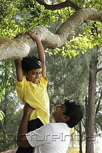 PictureIndia - Father helping his son climb a tree
