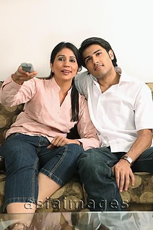 Asia Images Group - Husband and wife watching tv