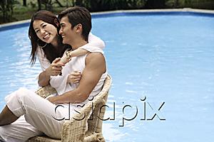 AsiaPix - Young couple enjoying each other by the pool