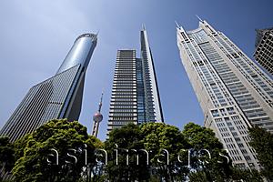 Asia Images Group - Commercial buildings at Lujiazui from Lujiazui Park, Pudong, Shanghai, China