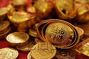 AsiaPix - Still life of gold coins and ingots