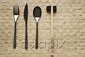 AsiaPix - fork, knife, spoon and chopstick dinner setting