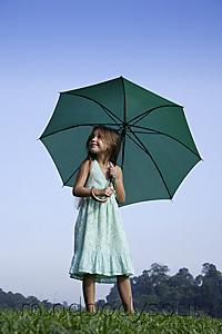 Mind Body Soul - young girl with bright green umbrella