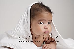 AsiaPix - Chinese baby with towel over his head.