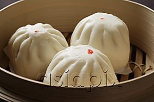 AsiaPix - Close up of steamed buns, (bao)