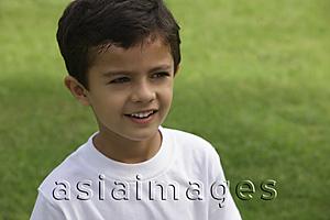 Asia Images Group - Little boy in white tee shirt, at park