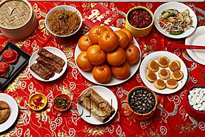 AsiaPix - Table set with Chinese New Year food.