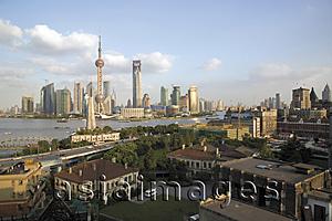 Asia Images Group - Bird's eye view of Pudong and Puxi from Sichuan Road C.,  Shanghai, P. R. China