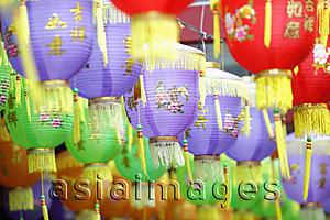Asia Images Group - Colorful Chinese lanterns hanging in a row