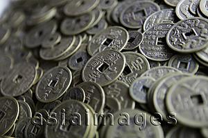 Asia Images Group - Close up of old Chinese coins