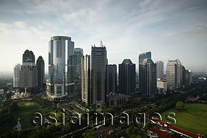 Asia Images Group - Office buildings and skyscrapers along Jalan Jend Sudirman-Senayan, including Jakarta stock exchange, Indonesia