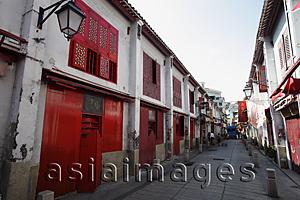 Asia Images Group - Narrow street with red doors in Macau