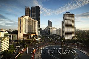 Asia Images Group - View of the Hotel Indonesia roundabout, Welcome Monument and buildings along Jalan Thamrin, Jakarta