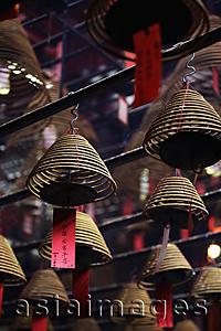 Asia Images Group - Incense coils hanging from Man Mo Temple, Hong Kong
