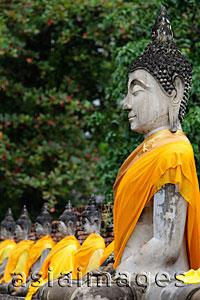 Asia Images Group - Side view of stone Buddhas at Wat Yai Chaya Mongkol Temple, Thailand
