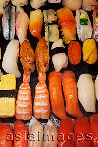 Asia Images Group - Restaurant window display of plastic sushi. Tokyo, Japan