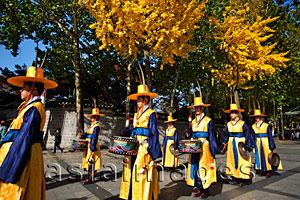 Asia Images Group - Deoksugung Palace, Ceremonial Guards in Traditional Uniform. Korea