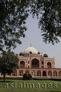 Asia Images Group - Humayun's Tomb with leaves in the foreground. New Delhi, India