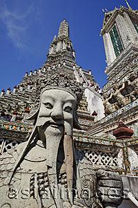 Asia Images Group - Stone statue in front of Wat Arun,Temple of Dawn, Thailand,Bangkok