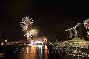 Asia Images Group - Fire works at Marina Bay, Singapore