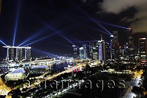 Asia Images Group - Lasers coming from the business district and Marina Bay, Singapore
