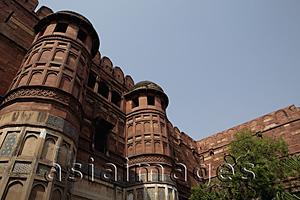 Asia Images Group - Close up of minarets of the Agra Fort, India