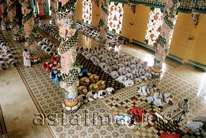 Asia Images Group - Vietnam, Tay Ninh, inside of the Cao Dai Great Temple and its worshippers.