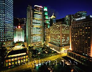 Asia Images Group - Hong Kong, Central Business District at night.