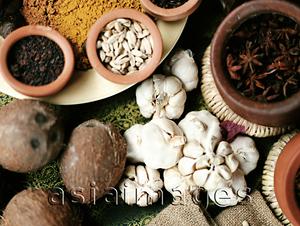 Asia Images Group - Garlic and assortment of spices.