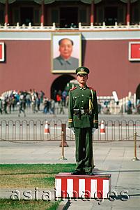 Asia Images Group - China, Beijing, Chinese soldier on guard duty in Tiananmen Square
