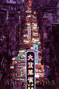 Asia Images Group - China, Hong Kong, view of Temple Street Market from above