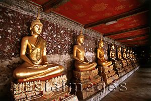 Asia Images Group - Thailand, Bangkok, Wat Suthat, Row of Buddhas.