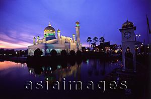 Asia Images Group - Brunei, Omar Ali Saifuddien mosque at sunset.