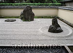Asia Images Group - Japan, Kyoto, Ryoan-ji temple, Detail of sand garden, UNESCO world heritage site