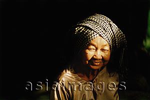Asia Images Group - Cambodia, an elderly Cham Muslim woman, portrait.