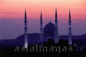 Asia Images Group - Malaysia, Shah Alam, Sultan Salahuddin Abdul Aziz Shah Mosque at sunset.