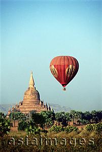 Asia Images Group - Myanmar (Burma), Bagan, View from hot-air balloon over the temples of Bagan