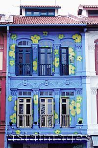Asia Images Group - Singapore, Chinatown, Painted facade of shophouse.