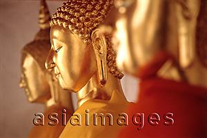 Asia Images Group - Buddha statues in a row, side view, Bangkok, Thailand