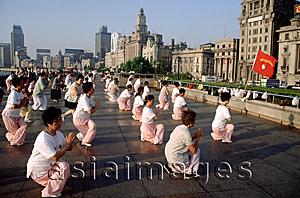 Asia Images Group - China, Shanghai, people exercising on the Bund