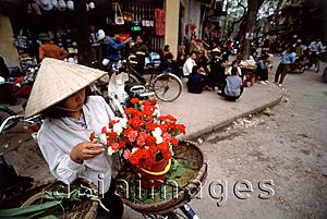 Asia Images Group - Vietnam, Hanoi, woman holding flowers