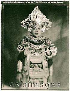 Asia Images Group - Indonesia, Bali, Amlapura, Baris dancer in full costume.