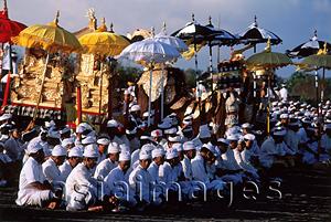 Asia Images Group - Indonesia, Bali, Saba Bai, Priests at Melasti ceremony on beach. (grainy)