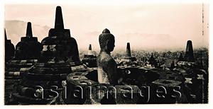 Asia Images Group - Indonesia, Java, Magelang, Stupas on Candi Borobudur. (artistic grain)
