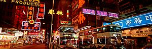 Asia Images Group - Hong Kong, Kowloon, busy street with neon signs