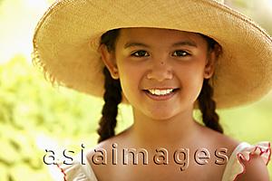 Asia Images Group - Young girl smiling, wearing hat