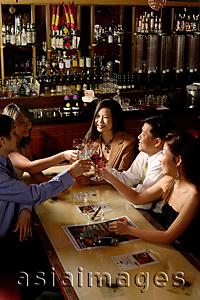 Asia Images Group - Group of people toasting, high angle view