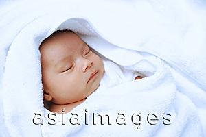 Asia Images Group - Baby wrapped in blanket, sleeping