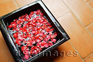 Asia Images Group - High angle view of rose petals in a bowl
