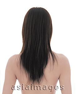 Asia Images Group - Young woman with long straight hair, back to camera